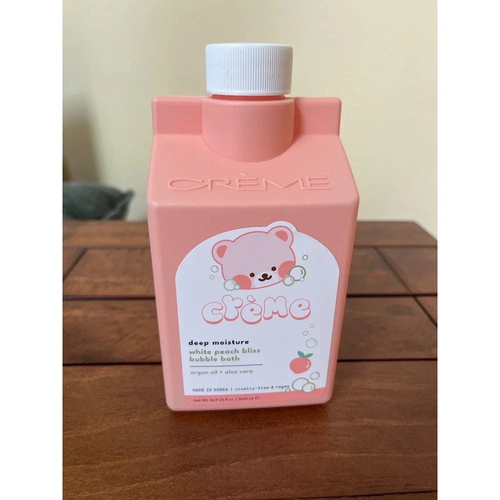 The Creme Shop White Peach Bliss Bubble Bath Deep Moisture‎ 16.9oz Pink Bear